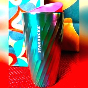 NWT, Starbucks 2023 Holiday. Iridescent wave texture w/pink lid